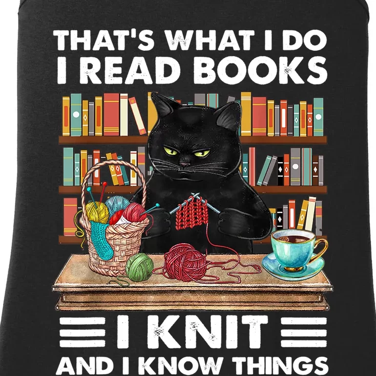 That What I Do I Read Books I Knit A Funny Cat Knitting Gift Ladies Essential Tank