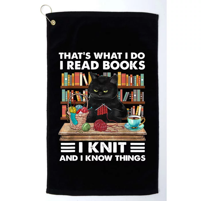 That What I Do I Read Books I Knit A Funny Cat Knitting Gift Platinum Collection Golf Towel