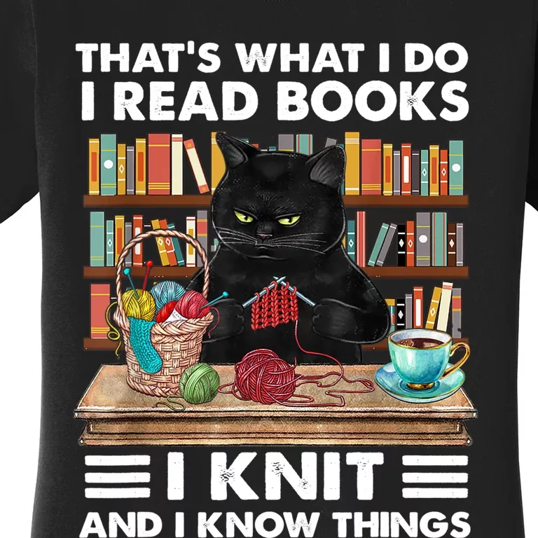 That What I Do I Read Books I Knit A Funny Cat Knitting Gift Women's T-Shirt