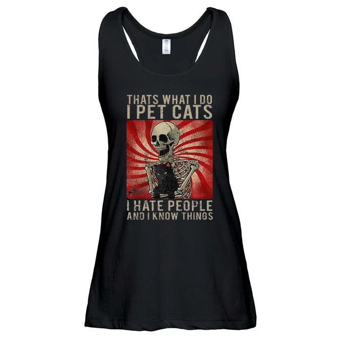 Thats What I Do I Pet Cats I Hate People And Know Things Ladies Essential Flowy Tank