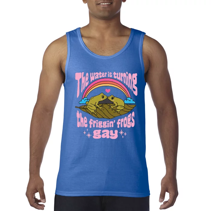 The Water Is Turning The Friggin Frogs Gay Frog Bi Pride Tank Top