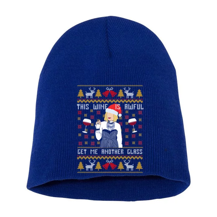 This Wine Is Awful Get Me Another Glass Ugly Christmas Cool Gift Short Acrylic Beanie