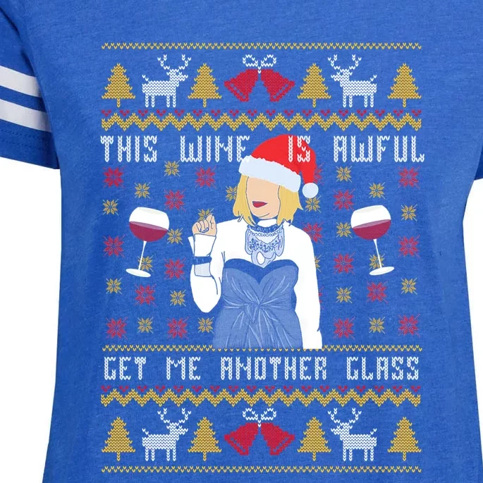 This Wine Is Awful Get Me Another Glass Ugly Christmas Cool Gift Enza Ladies Jersey Football T-Shirt