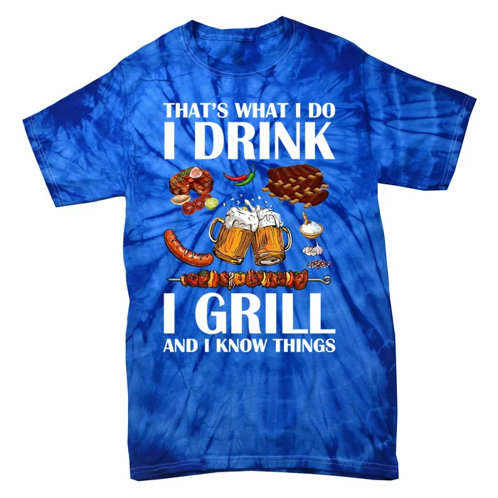 Thats What I Do I I Grill And I Know Things Bear Beer Great Gift Tie-Dye T-Shirt