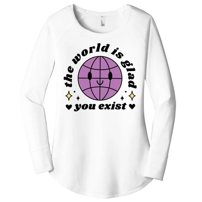 The World Is Glad You Exist Mental Health Women's Perfect Tri Tunic Long Sleeve Shirt