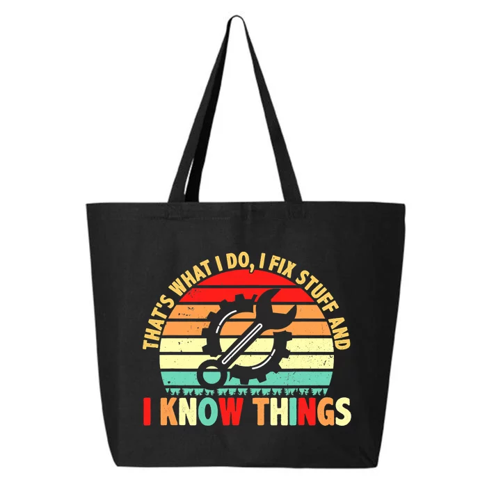 That What I Do I Fix Stuff I Know Things Vintage Mechanic 25L Jumbo Tote