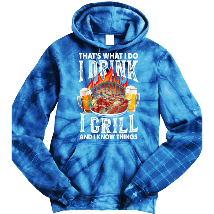 Thats What I Do I I Grill And Know Things Bbq Beer Cute Gift Tie Dye Hoodie