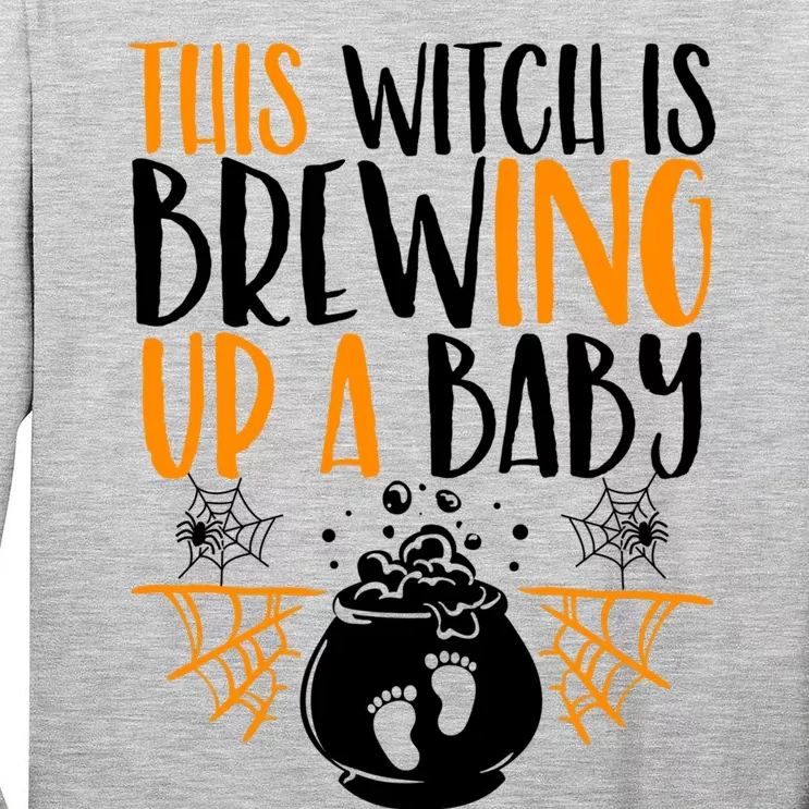 This Witch Is Brewing Up A Halloween Pregnant Costume Gift Tall Long Sleeve T-Shirt