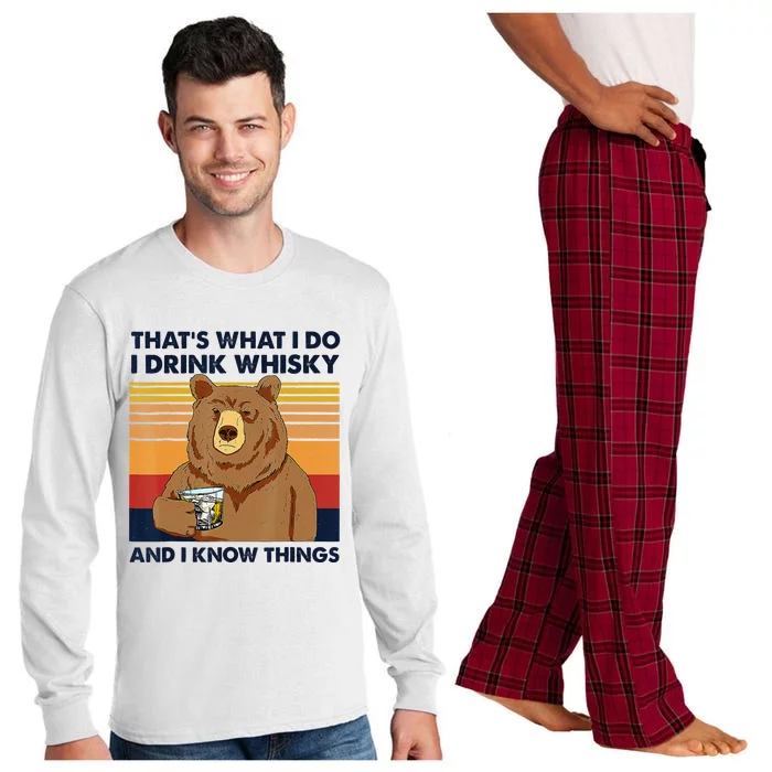 That's What I Do I Drink Whiskey And I Know Things Bear Tee Long Sleeve Pajama Set