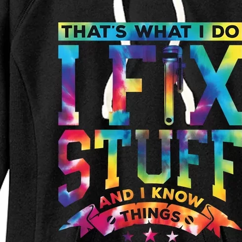 ThatS What I Do I Fix Stuff And I Know Things Mechanic Husband Women's Fleece Hoodie