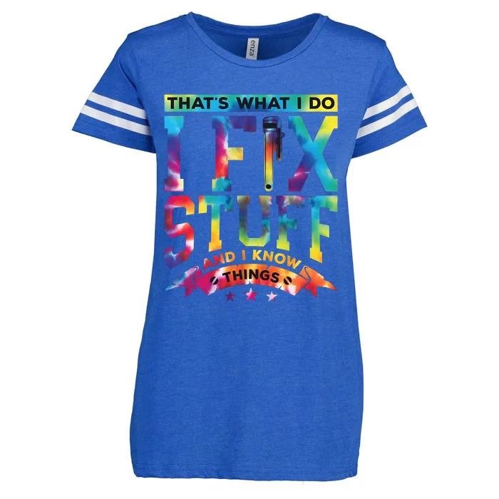 ThatS What I Do I Fix Stuff And I Know Things Mechanic Husband Enza Ladies Jersey Football T-Shirt