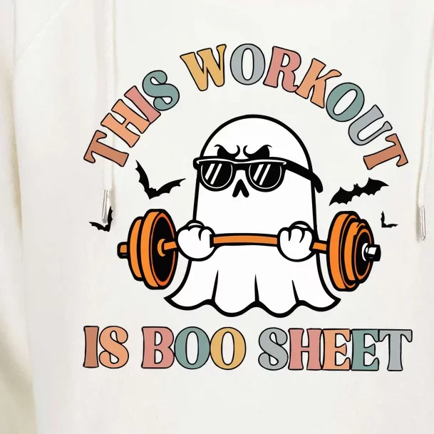 This Workout Is Boo Sheet Halloween Ghoul Ghost Womens Funnel Neck Pullover Hood