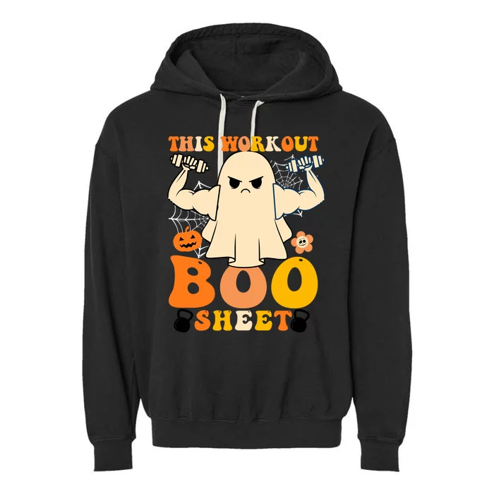 This Workout Is Boo Sheet Funny Cute Gym Ghost Halloween Garment-Dyed Fleece Hoodie