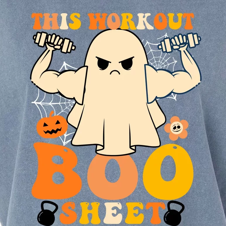 This Workout Is Boo Sheet Funny Cute Gym Ghost Halloween Garment-Dyed Women's Muscle Tee