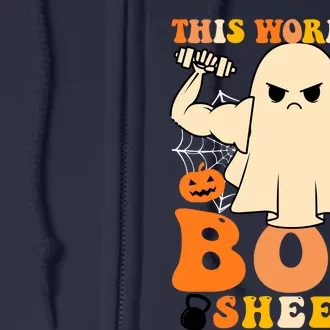 This Workout Is Boo Sheet Funny Cute Gym Ghost Halloween Full Zip Hoodie