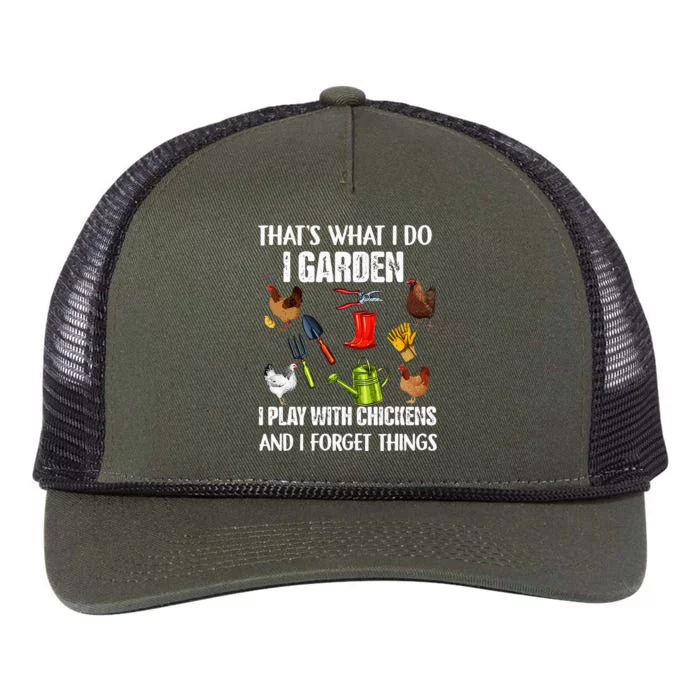 Thats What I Do I Garden I Play With Chickens Forget Things Retro Rope Trucker Hat Cap