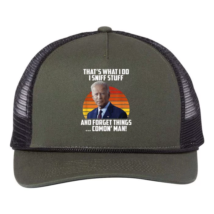 Thats What I Do Sniff Stuff Anti Joe Biden Funny Political Retro Rope Trucker Hat Cap