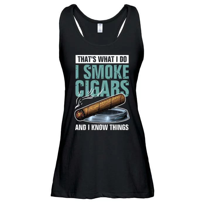 Thats What I Do I Smoke Cigars And I Know Things Ladies Essential Flowy Tank