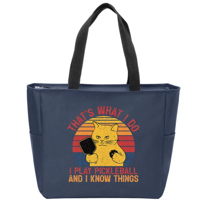 ThatS What I Do Cat Lovers Paddleball Player Pickleball Zip Tote Bag