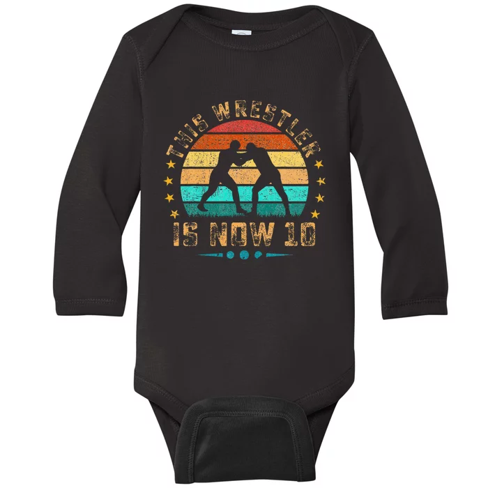 This Wrestler Is Now 10 Birthday Wrestling Baby Long Sleeve Bodysuit