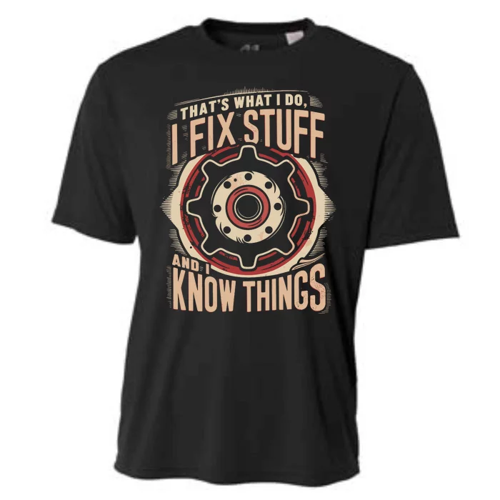 ThatS What I Do I Fix Stuff Vintage Mechanic Graphic Cooling Performance Crew T-Shirt