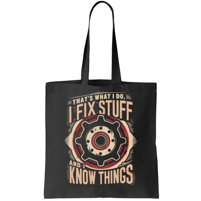 ThatS What I Do I Fix Stuff Vintage Mechanic Graphic Tote Bag