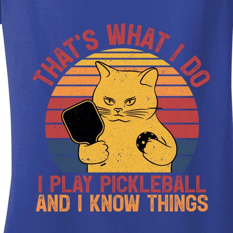 ThatS What I Do Cat Lovers Paddleball Player Pickleball Gift Women's V-Neck T-Shirt