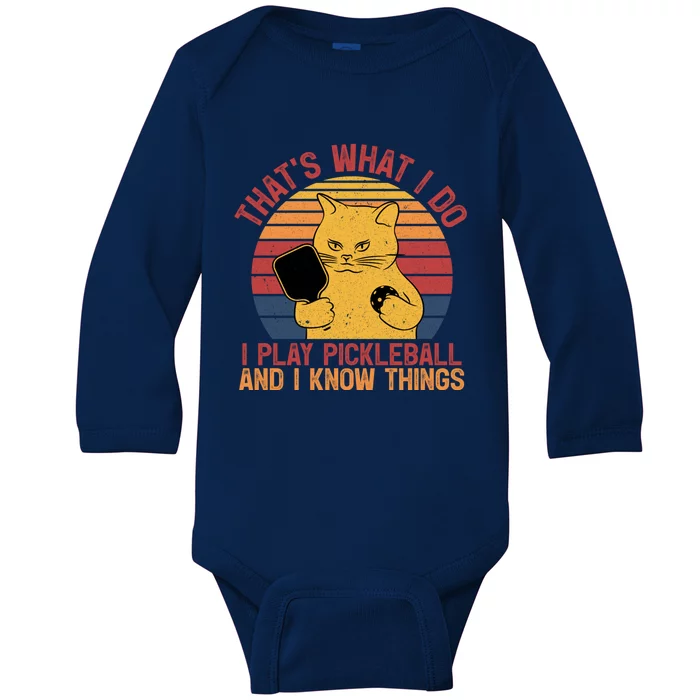 ThatS What I Do Cat Lovers Paddleball Player Pickleball Gift Baby Long Sleeve Bodysuit