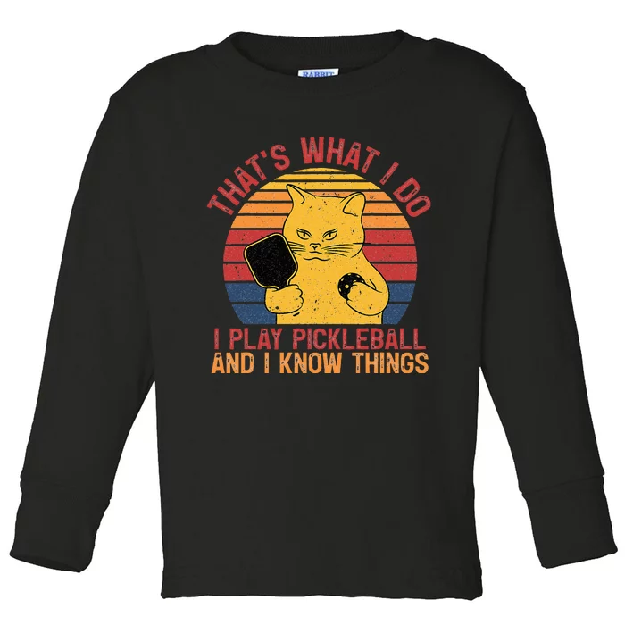 Thats What I Do Cat Lovers Paddleball Player Pickleball Toddler Long Sleeve Shirt