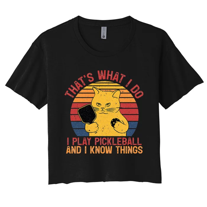 Thats What I Do Cat Lovers Paddleball Player Pickleball Women's Crop Top Tee