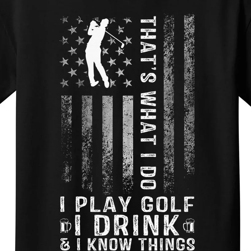 That's What I Do I Play Golf And I Know Things Retro Kids T-Shirt