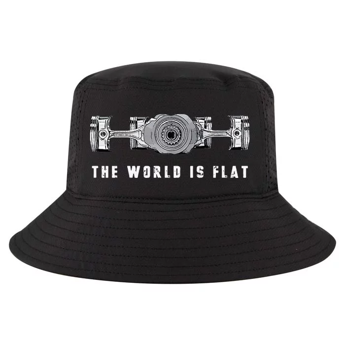 The World Is Flat Boxer Engine Car Enthusiast Cool Comfort Performance Bucket Hat