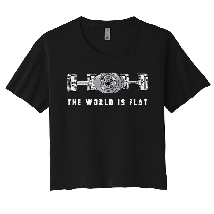 The World Is Flat Boxer Engine Car Enthusiast Women's Crop Top Tee