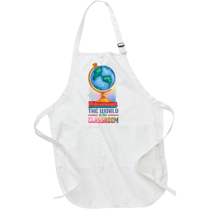 The World Is My Classroom Globe Full-Length Apron With Pocket