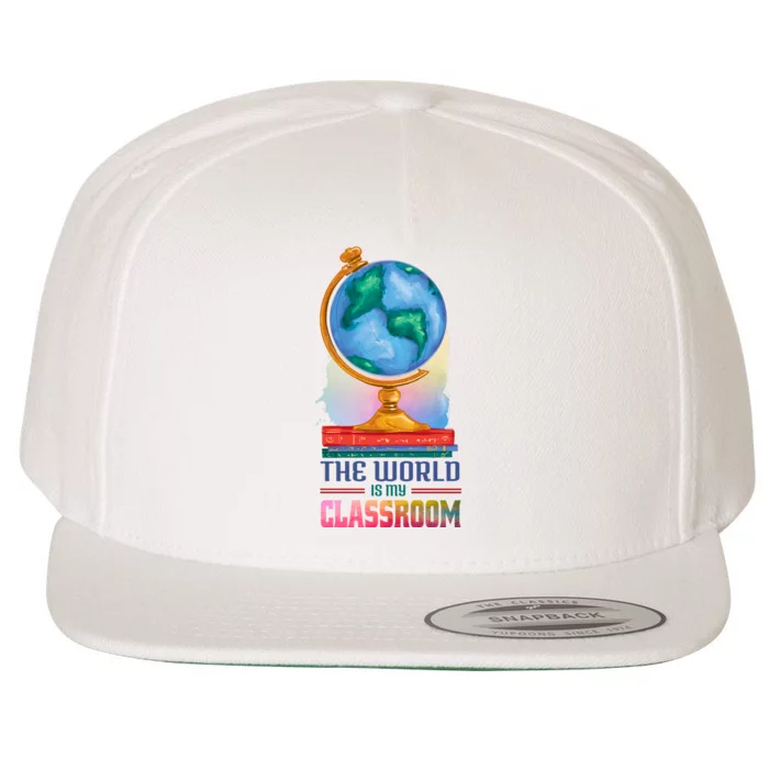 The World Is My Classroom Globe Wool Snapback Cap