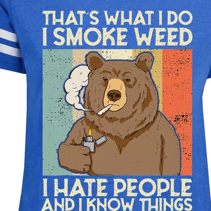 Thats What I Do I Smoke Weed I Hate People And I Know 420 Enza Ladies Jersey Football T-Shirt