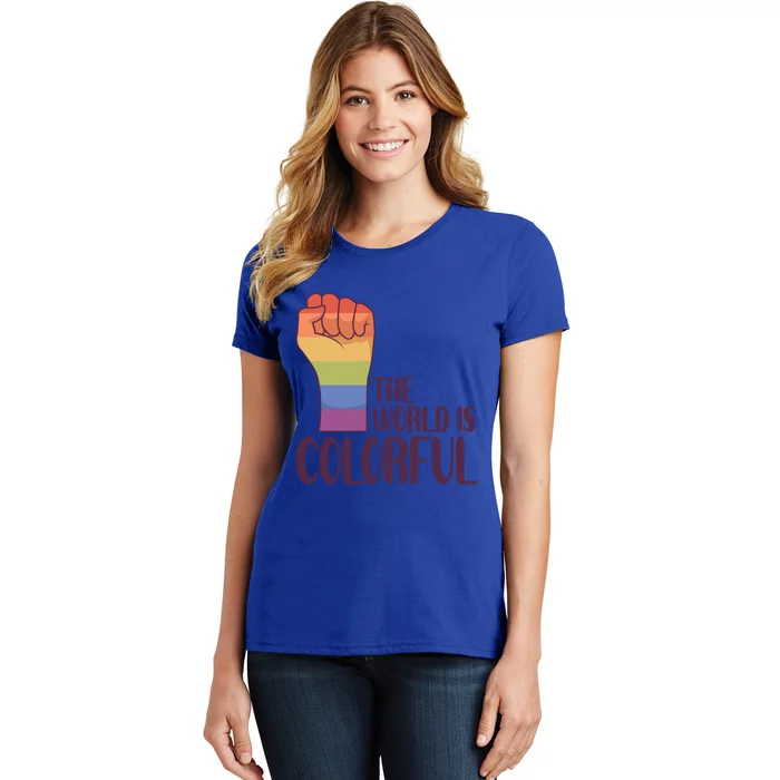 The World Is Colorful Gay Queer Couple Rainbow Lgbtq Pride Cute Gift Women's T-Shirt