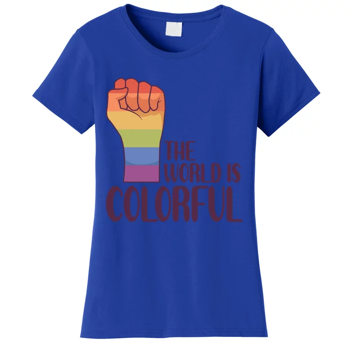 The World Is Colorful Gay Queer Couple Rainbow Lgbtq Pride Cute Gift Women's T-Shirt