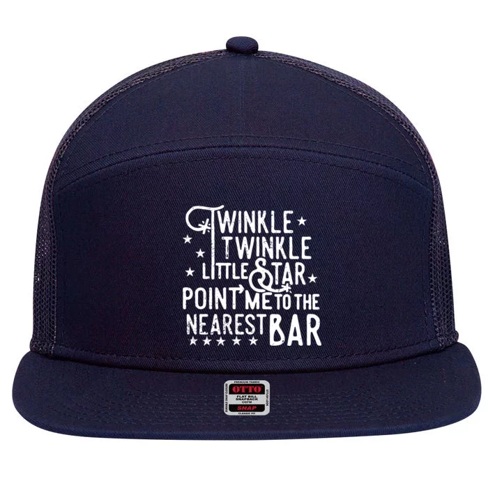 Twinkle Little Star Point Me To The Nearest Bar 7 Panel Mesh Trucker Snapback Hat