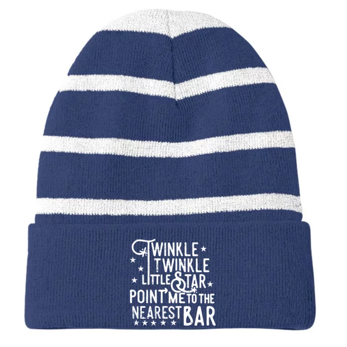 Twinkle Little Star Point Me To The Nearest Bar Striped Beanie with Solid Band