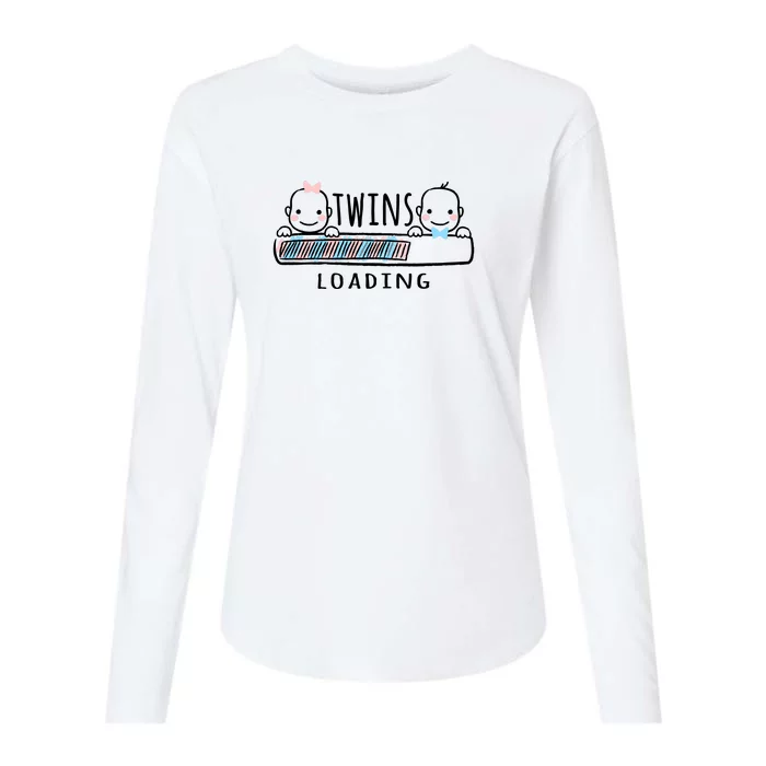 Twins loading cute twin mother Womens Cotton Relaxed Long Sleeve T-Shirt