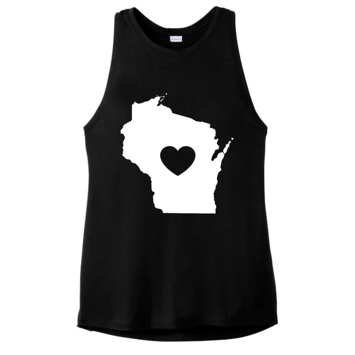 The Wisconsin Love Heart Ladies Tri-Blend Wicking Tank