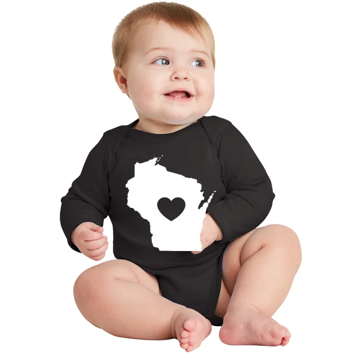 The Wisconsin Love Heart Baby Long Sleeve Bodysuit