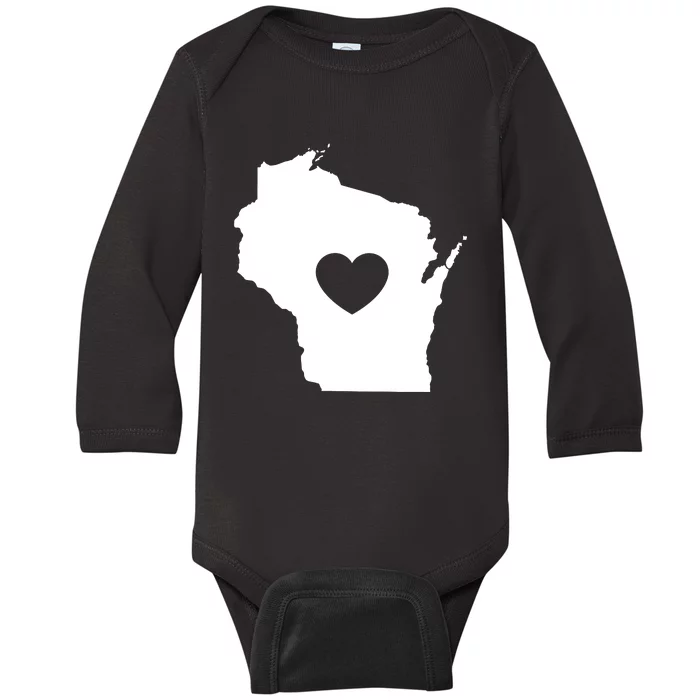 The Wisconsin Love Heart Baby Long Sleeve Bodysuit