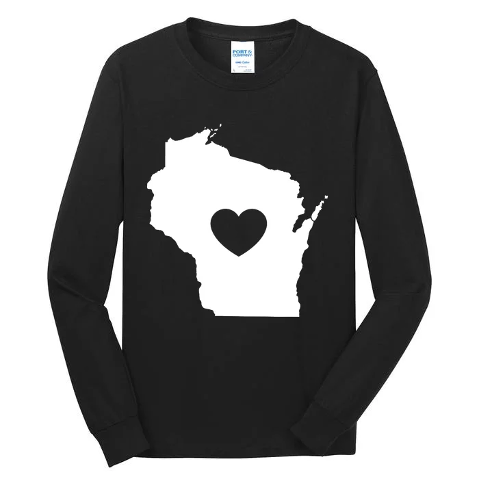 The Wisconsin Love Heart Tall Long Sleeve T-Shirt