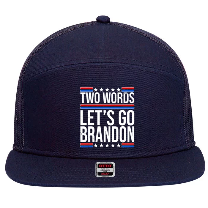 Two Words Let's Go Brandon 7 Panel Mesh Trucker Snapback Hat