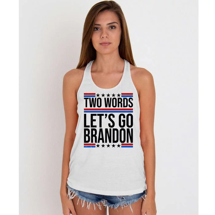 Two Words Let's Go Brandon Women's Knotted Racerback Tank