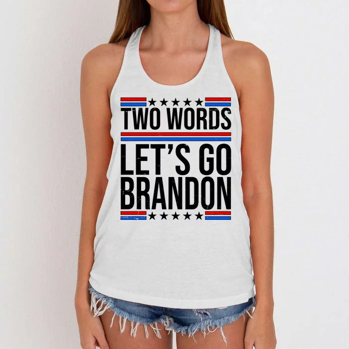 Two Words Let's Go Brandon Women's Knotted Racerback Tank