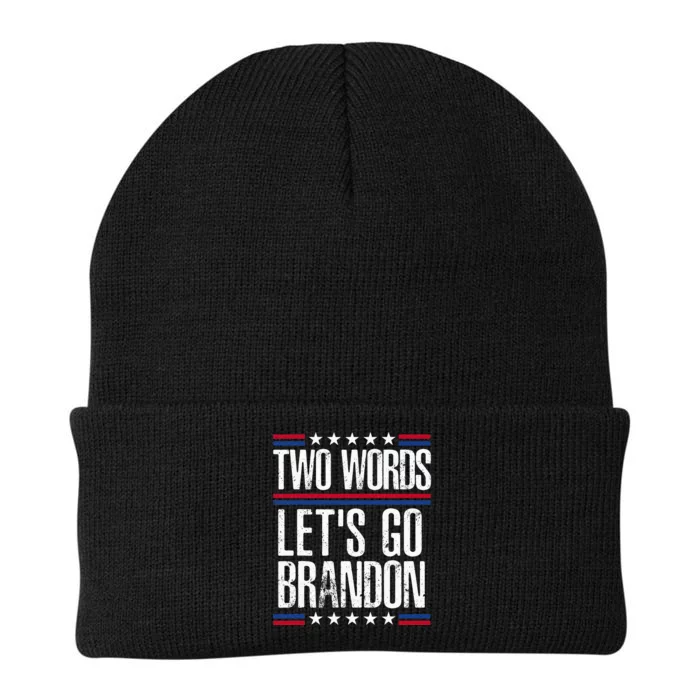 Two Words Let's Go Brandon Funny Political Meme Knit Cap Winter Beanie