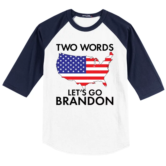 Two Words Let's Go Brandon Baseball Sleeve Shirt